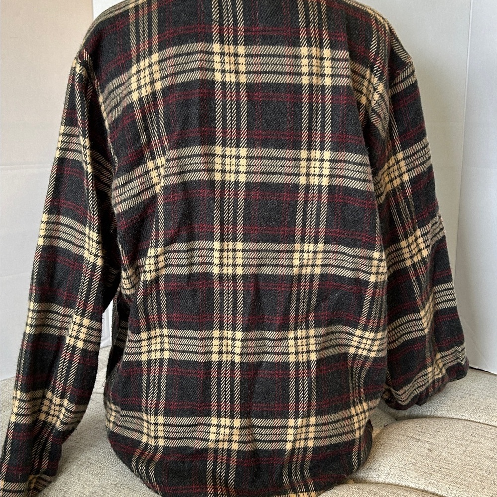 WOOLRICH VINTAGE WOMENS FLANNEL ZIP UP BROWN RED PLAID  JACKER OVER -SHIRT SZ L - Picture 6 of 13
